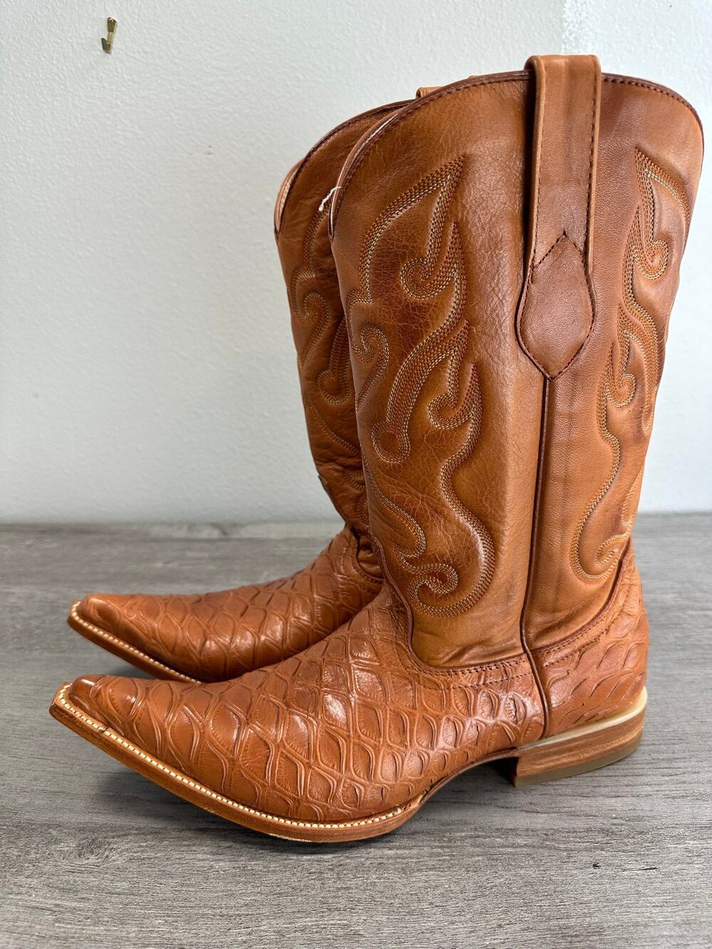 Los Altos Cowboy Boots Cognac Color 3X Toe Size 9.5 EE